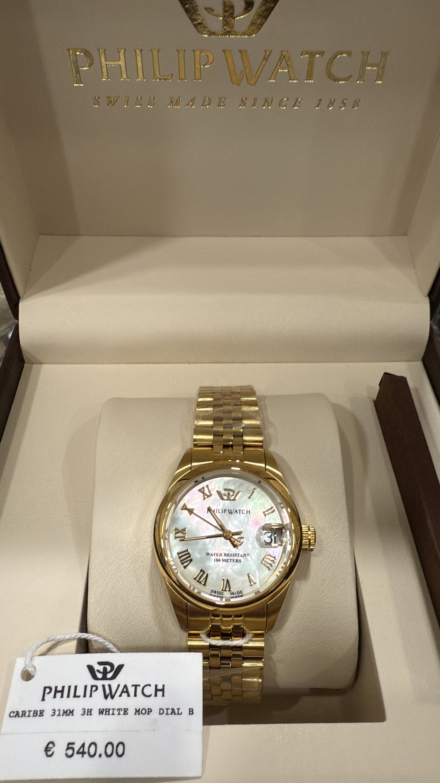 Philip Watch Caribe 31 mm Swiss Made – Orologio Donna Madreperla Acciaio Oro