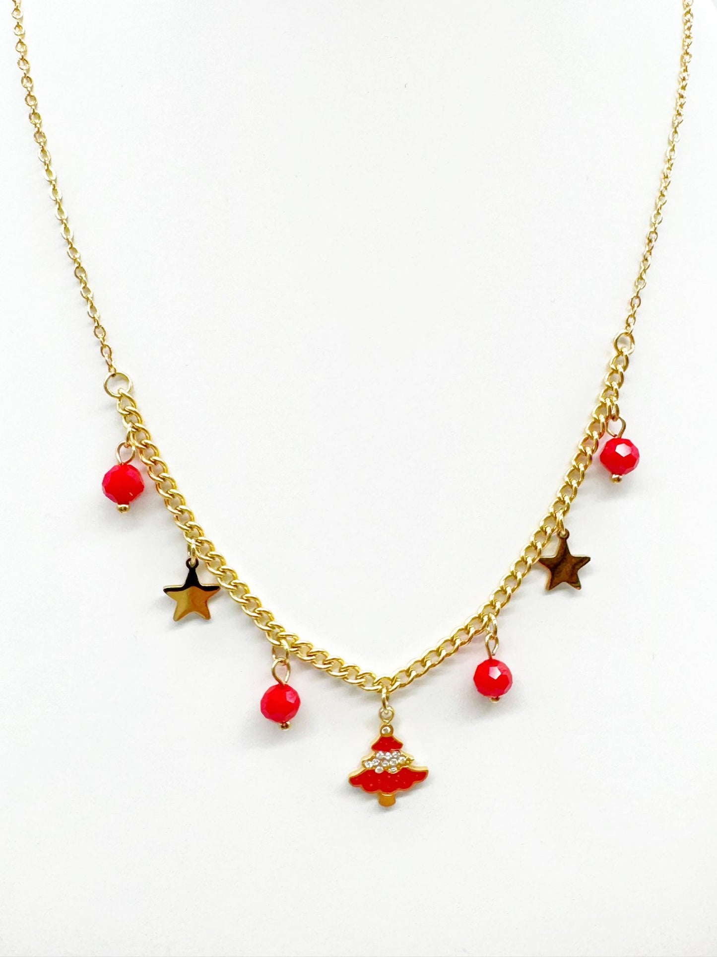 Collana Donna Natalizia Acciaio Inossidabile Oro - Pendente Regalo o Albero di Natale