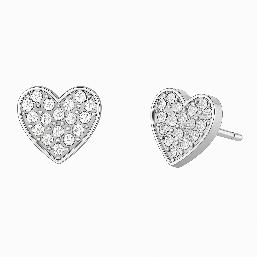 2JEWELS ORECCHINI A LOBO PER DONNA IN ACCIAIO A CUORE CON CRISTALLI 261343