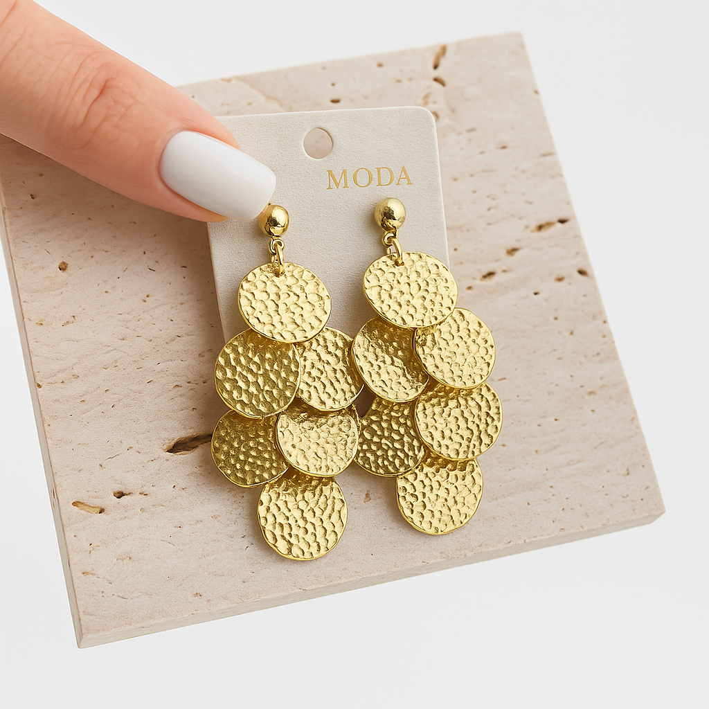 Orecchini Donna Pendenti Cerchi Martellati Oro/Argento – AMODA Chic Shelly