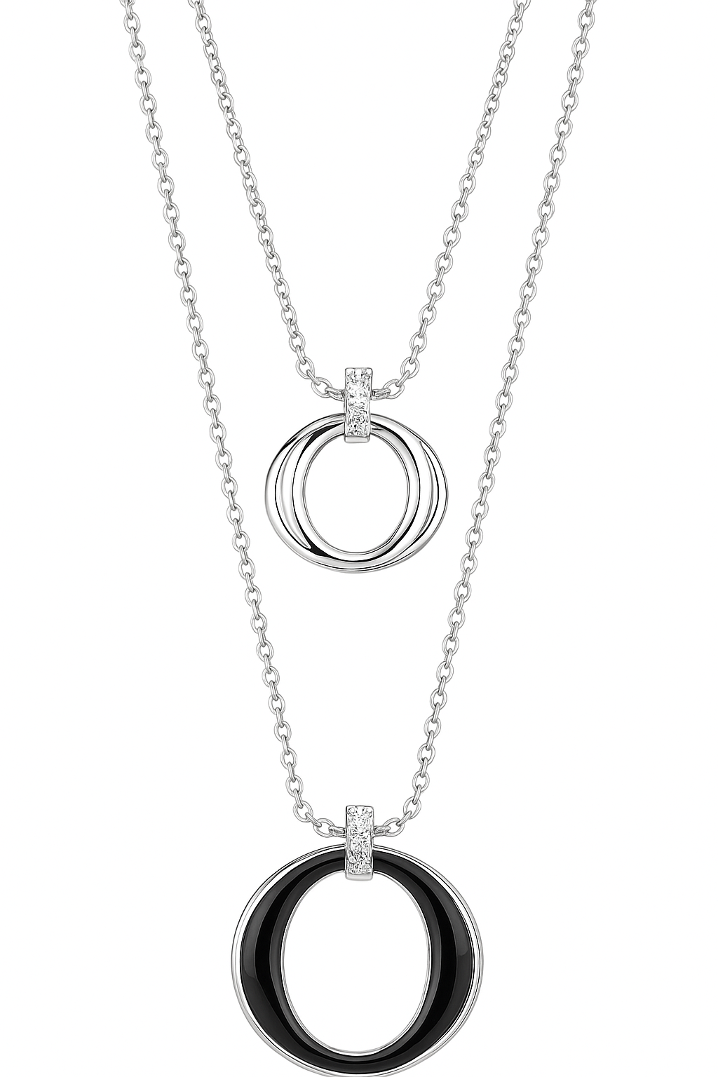 2JEWELS Collana Donna Acciaio Doppio Filo Ciondoli Smalto Nero 251710