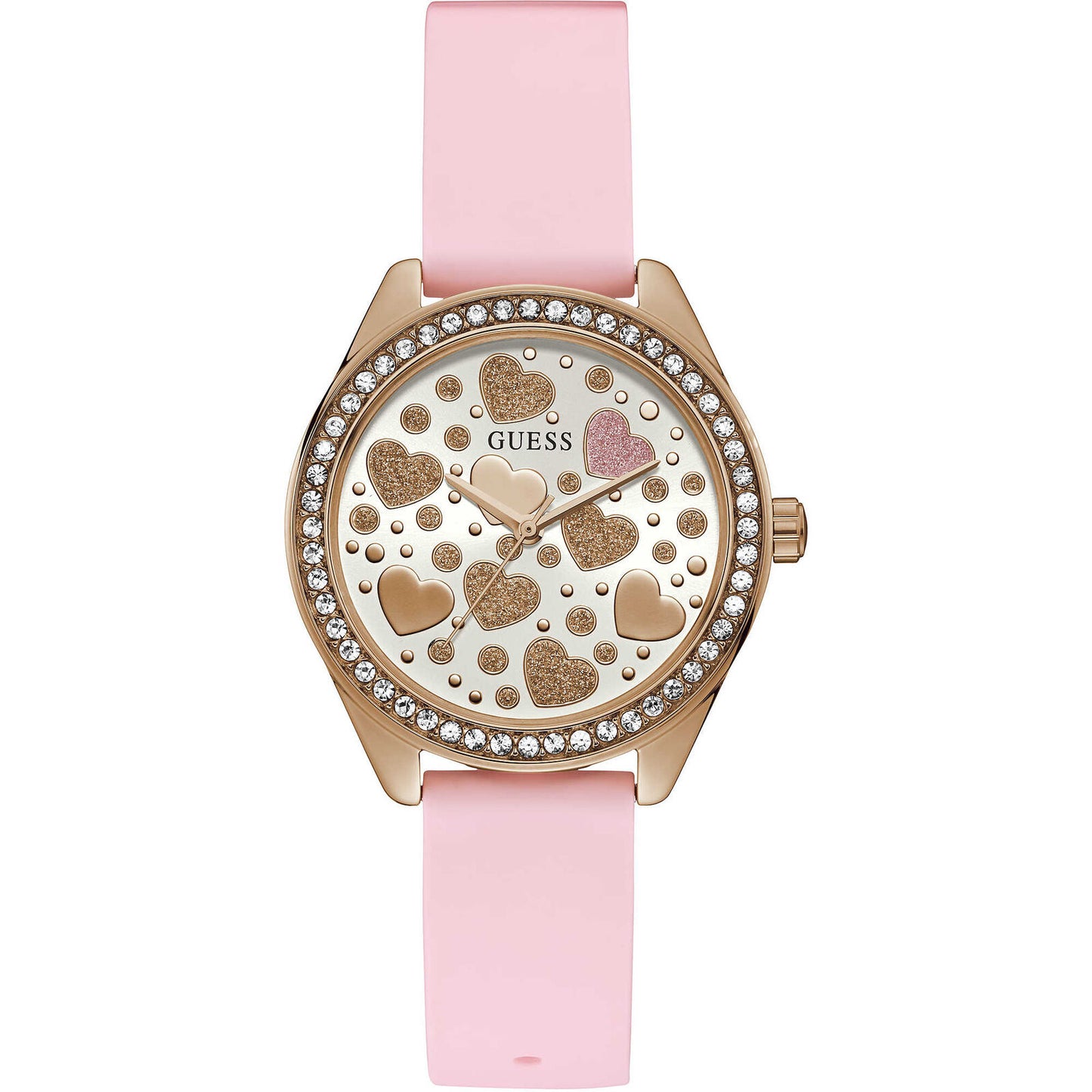 GUESS OROLOGIO AL QUARZO DA DONNA CON CINTURINO IN SILICONE ROSA TRENDY GW0007L1