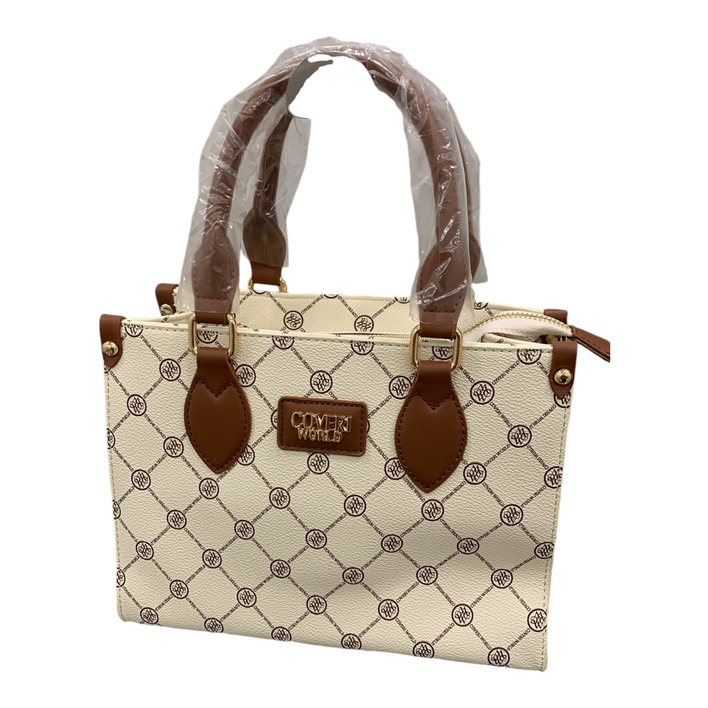 Enrico Coveri World Borsa Bauletto Rigida Sintetico Beige Zip Donna CW8976