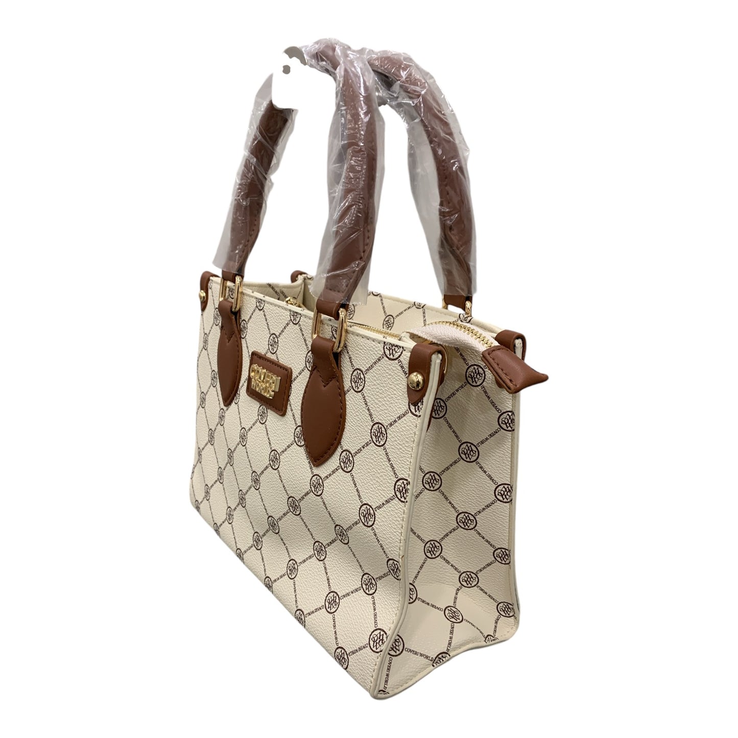 Enrico Coveri World Borsa Bauletto Rigida Sintetico Beige Zip Donna CW8976