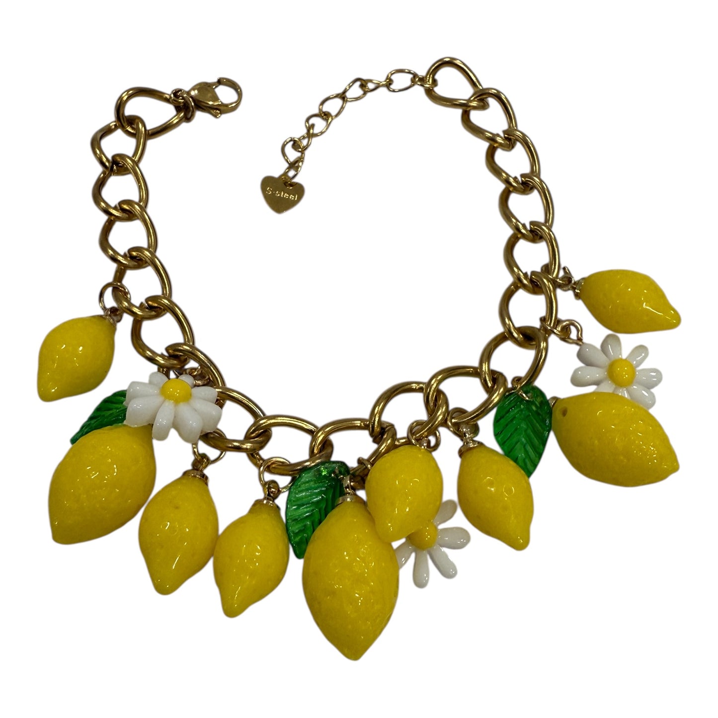 Bracciale con Charms Limone e Margherite – Bijoux Estivo in Acciaio Dorato