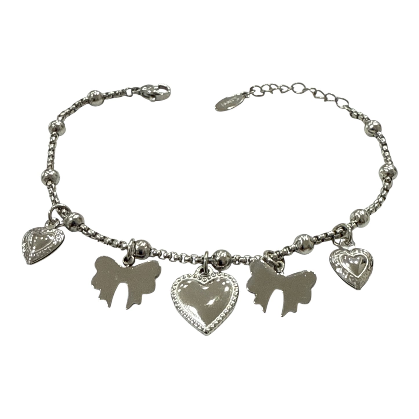 Bracciale Donna in Acciaio con Charms Cuori e Fiocchi – Elegante e Anallergico