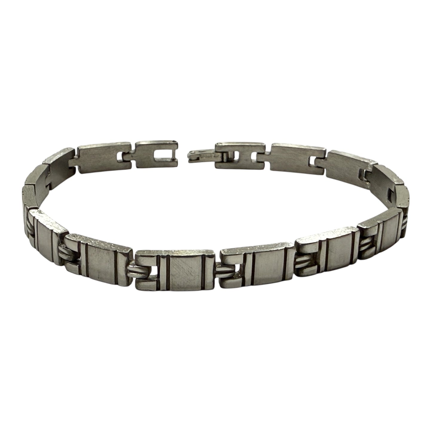 Bracciale uomo acciaio satinato – Maglie squadrate minimal – Design essenziale