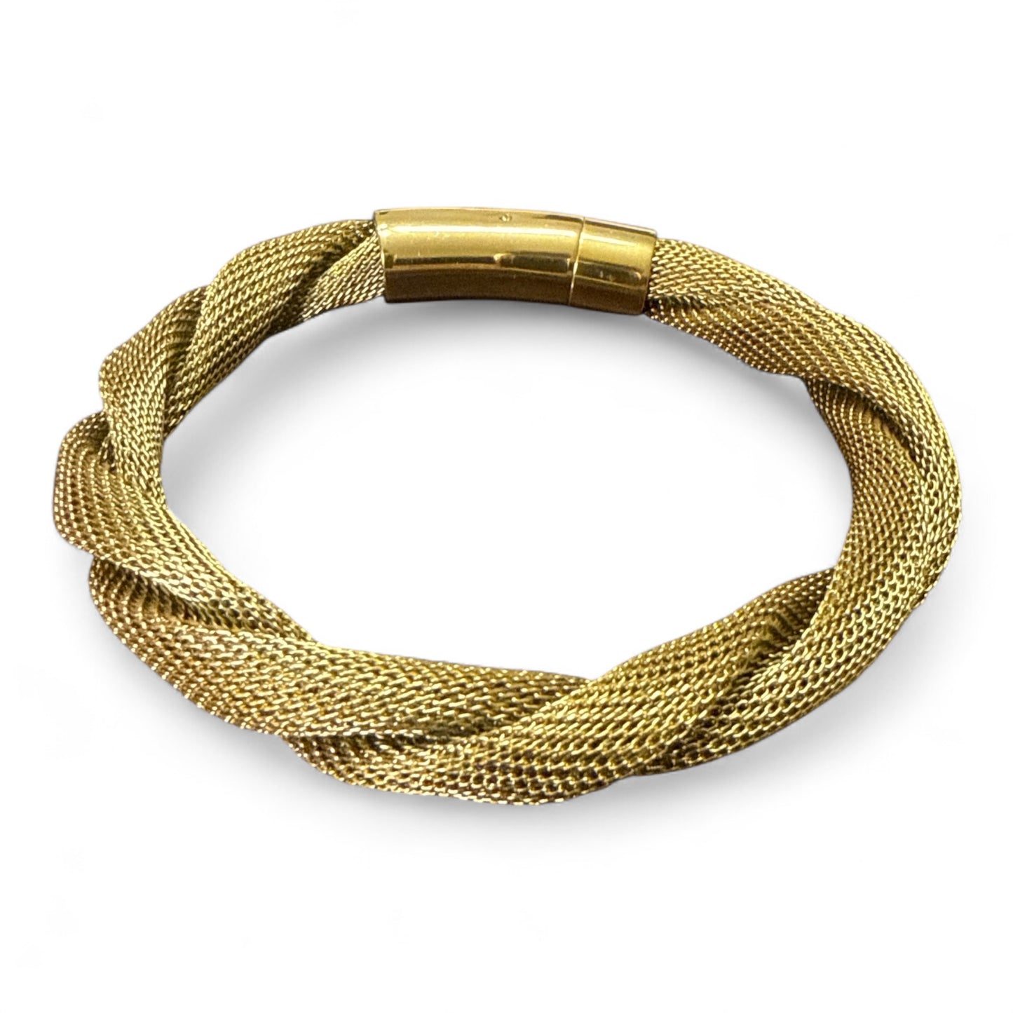 Bracciale intrecciato in maglia dorata per donna