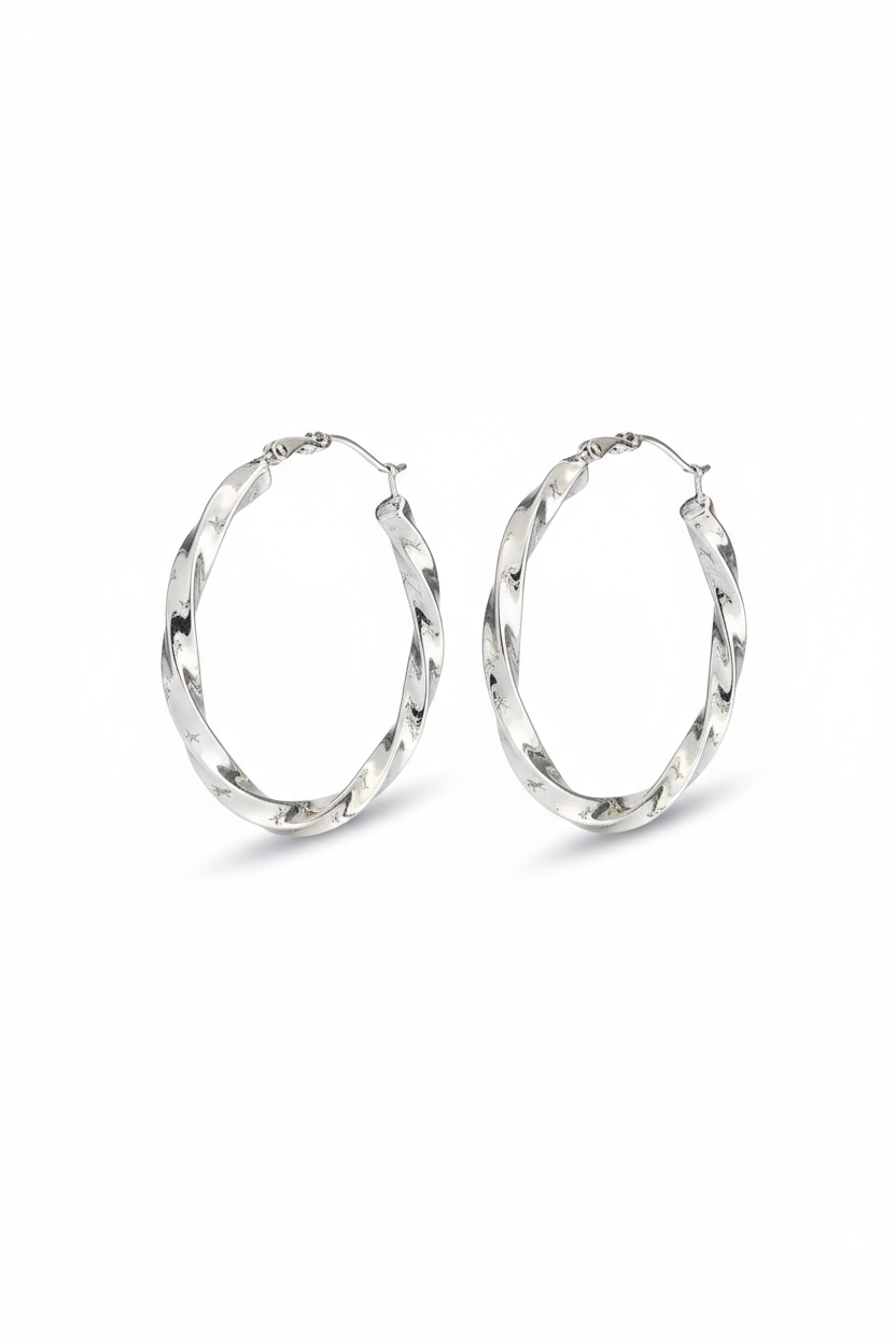 Orecchini Donna Cerchio Acciaio Intrecciati Eleganti Fashion