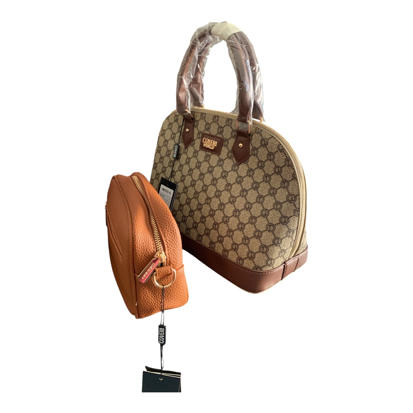 Enrico Coveri World Doppia Borsa Sintetico Marrone Da Donna Con Tracolla