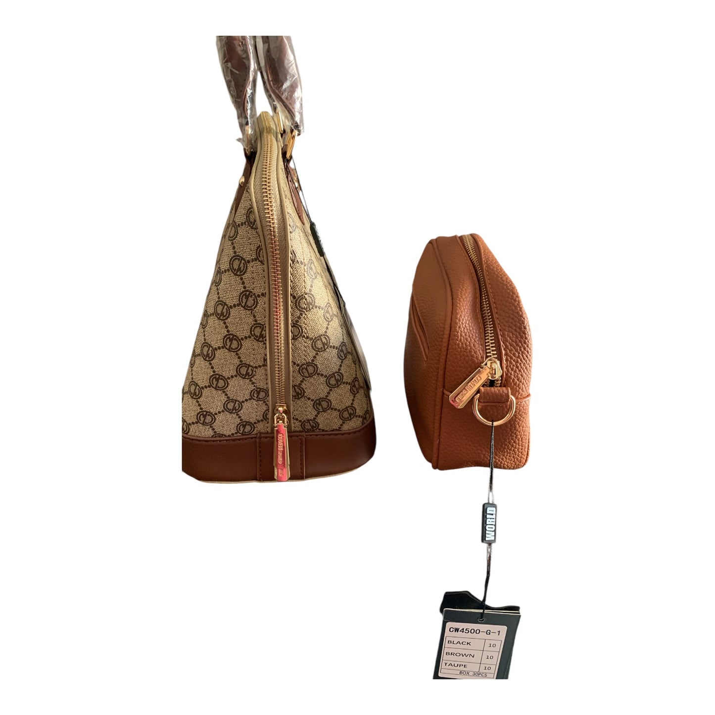 Enrico Coveri World Doppia Borsa Sintetico Marrone Da Donna Con Tracolla