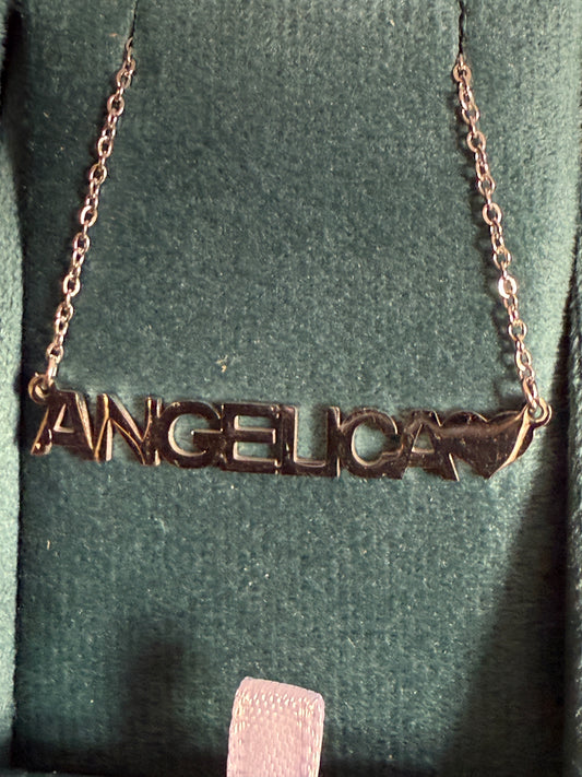 NUOVO Collana Donna Acciaio Personalizzata Nome Cuore Idea Regalo Elegante Fine