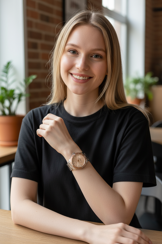 Orologio Donna Lorus Acciaio Rose Gold Zirconi Quadrante Champagne 10 BAR