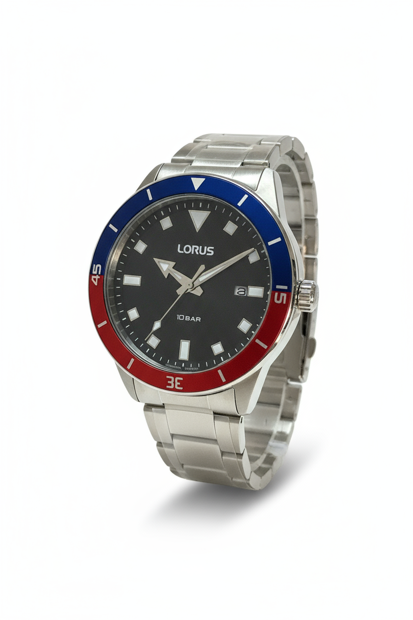 Orologio al quarzo acciaio data lunetta bicolore LORUS uomo sport