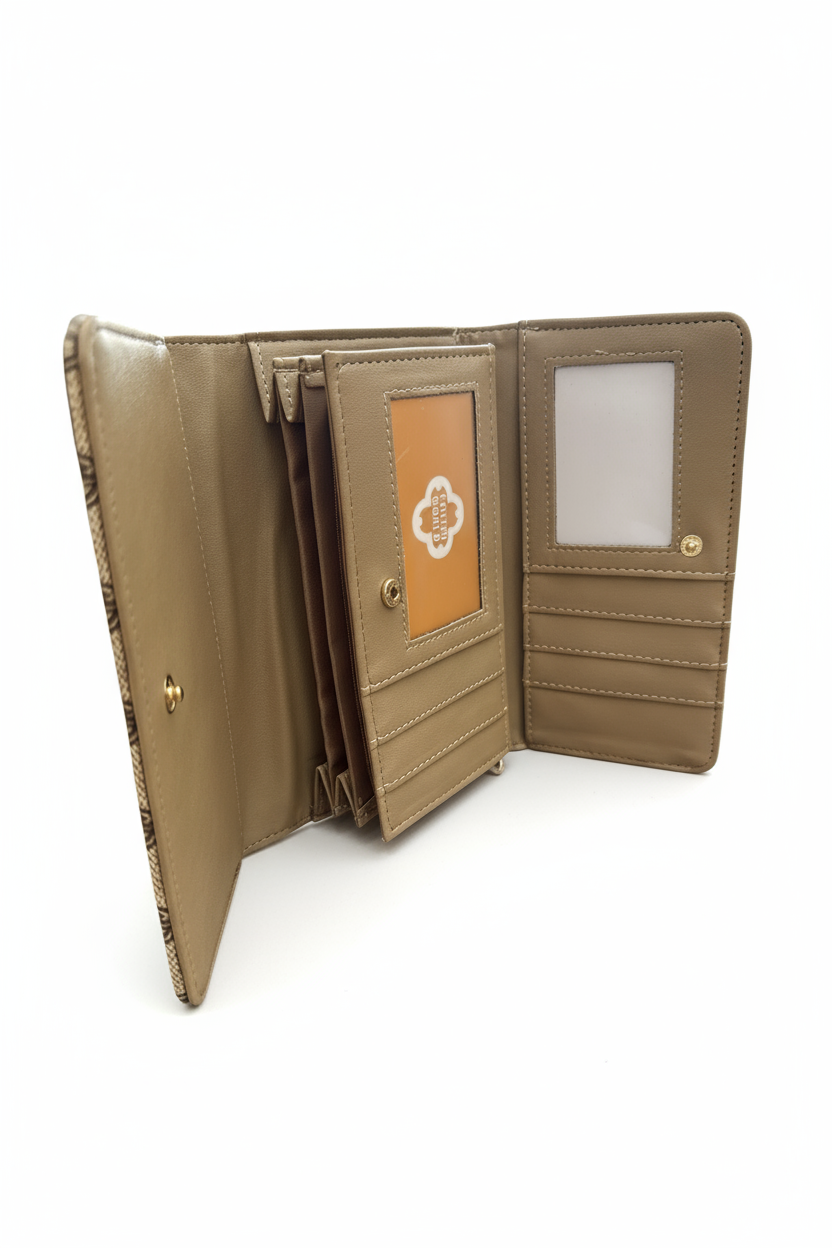 Nuovo Portafoglio Donna Coveri World Monogram Multi Tasche Portamonete Elegante