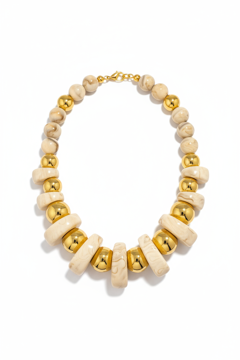 Collana Donna Resina e Metallo Dorato - Design Contemporaneo Leggero