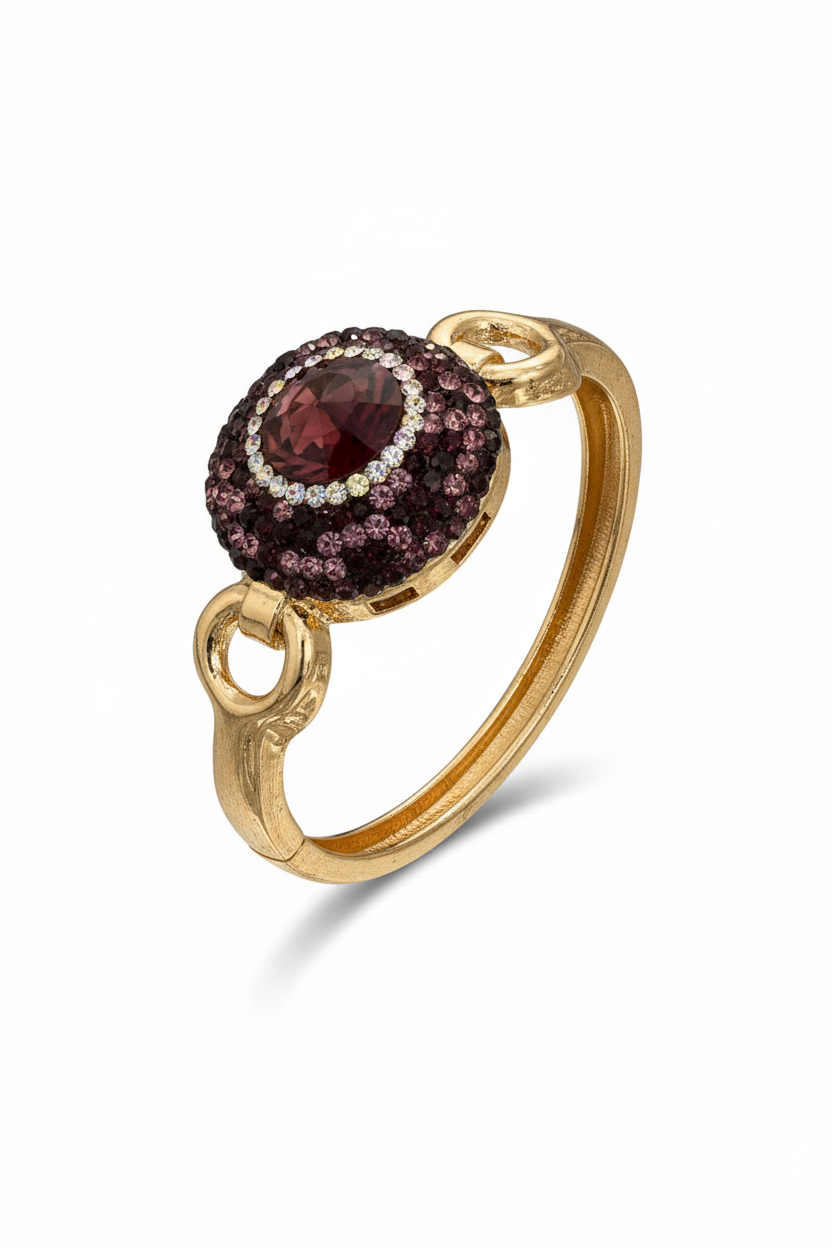 Bracciale Donna Oro con Cristalli Marroni – Elegante Lussuoso Glamour