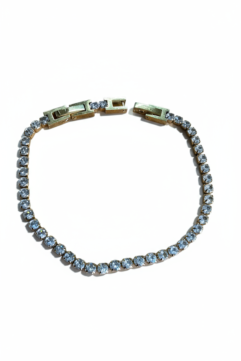 Bracciale Tennis Donna Cristalli Taglio Brillante Finitura Oro – Elegante