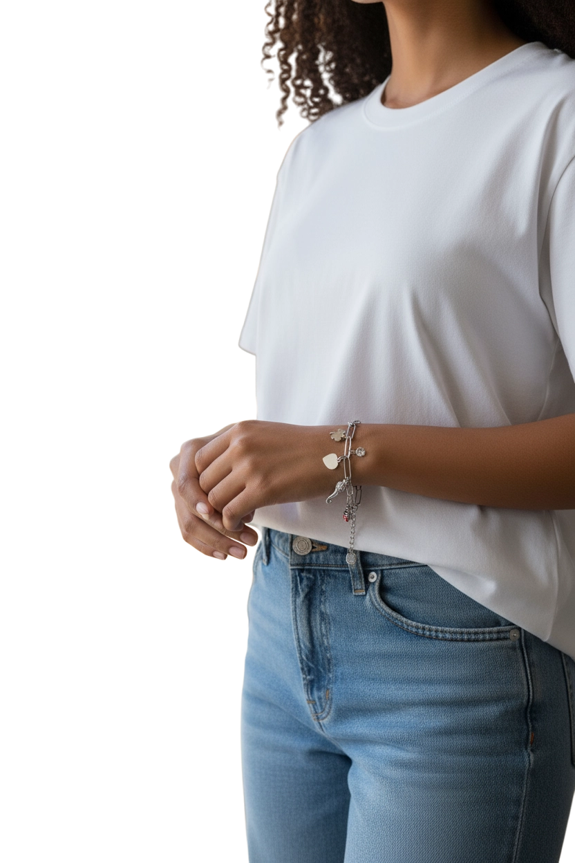 Bracciale Donna Portafortuna Charms – Regolabile Silver, Ciondoli Lucky