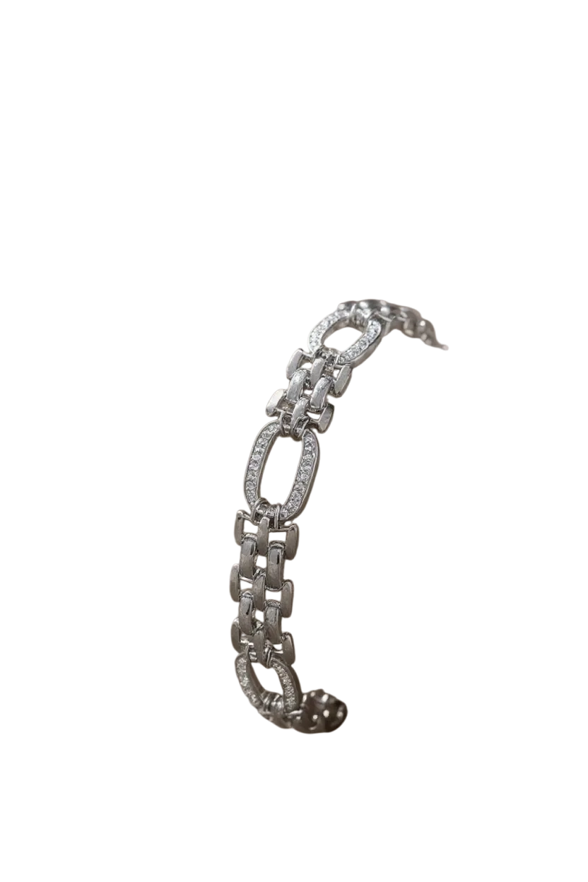 Bracciale Donna Maglie Multiple con Ovali Pavé – Silver o Gold