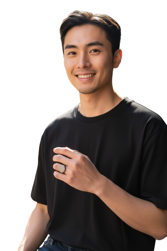 Anello chevalier in acciaio satinato rigato – uomo stile moderno (misure 27 • 25 • 23)