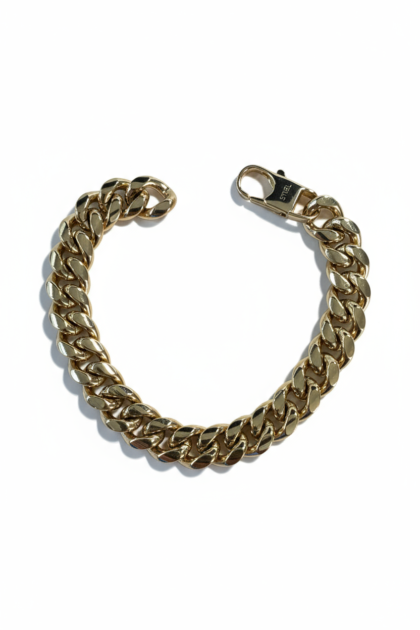 Bracciale uomo catena grumetta in acciaio 316L – acciaio o oro, anallergico