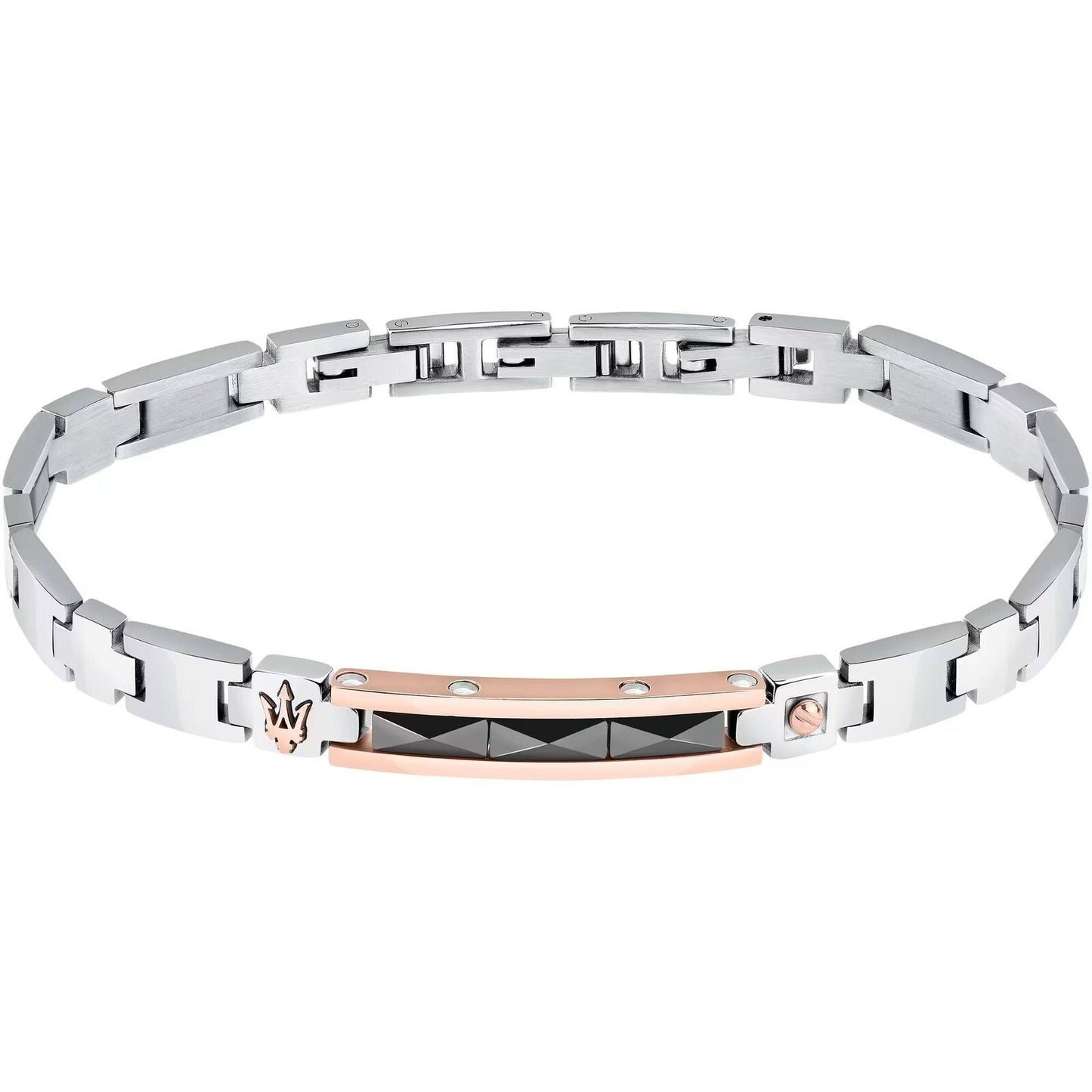 BRACCIALE BRACCIALETTO ACCIAIO CERAMICA LOGO MASERATI UOMO
