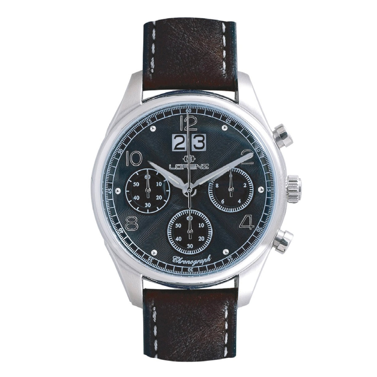 Lorenz Orologio Cronografo Al quarzo Sportivo Per Uomo Cinturino in Pelle Marrone