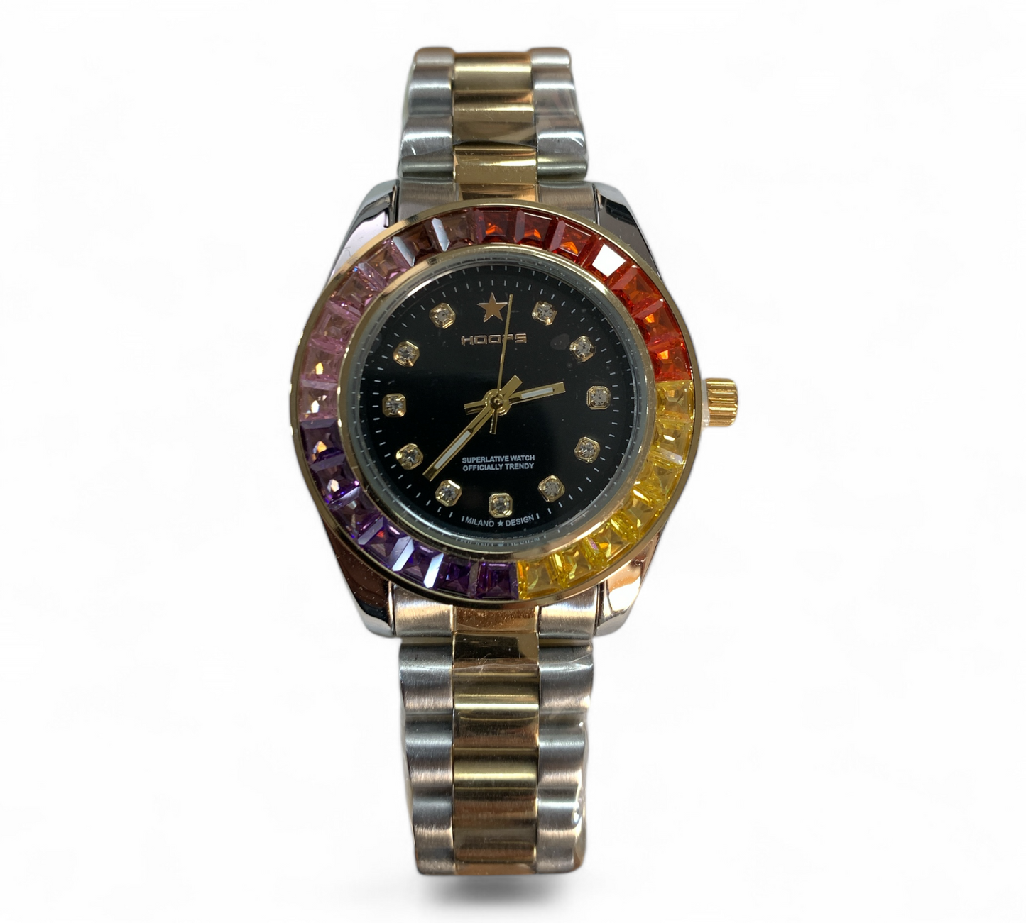 Hoops Orologio Da Donna Al Quarzi In Acciaio Con Cristalli Multicolore Sconto 50%