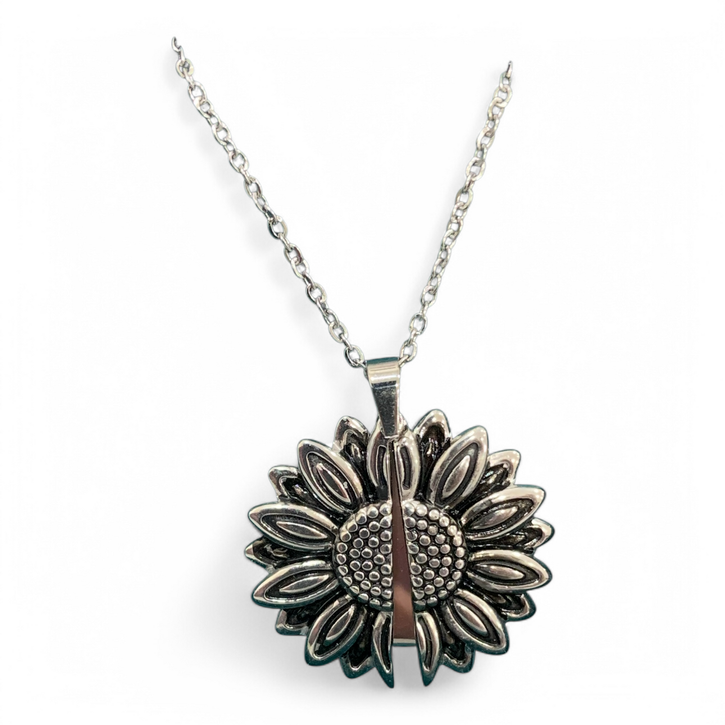 Collana in Acciaio Per Donna Con pendente Girasole Apribile