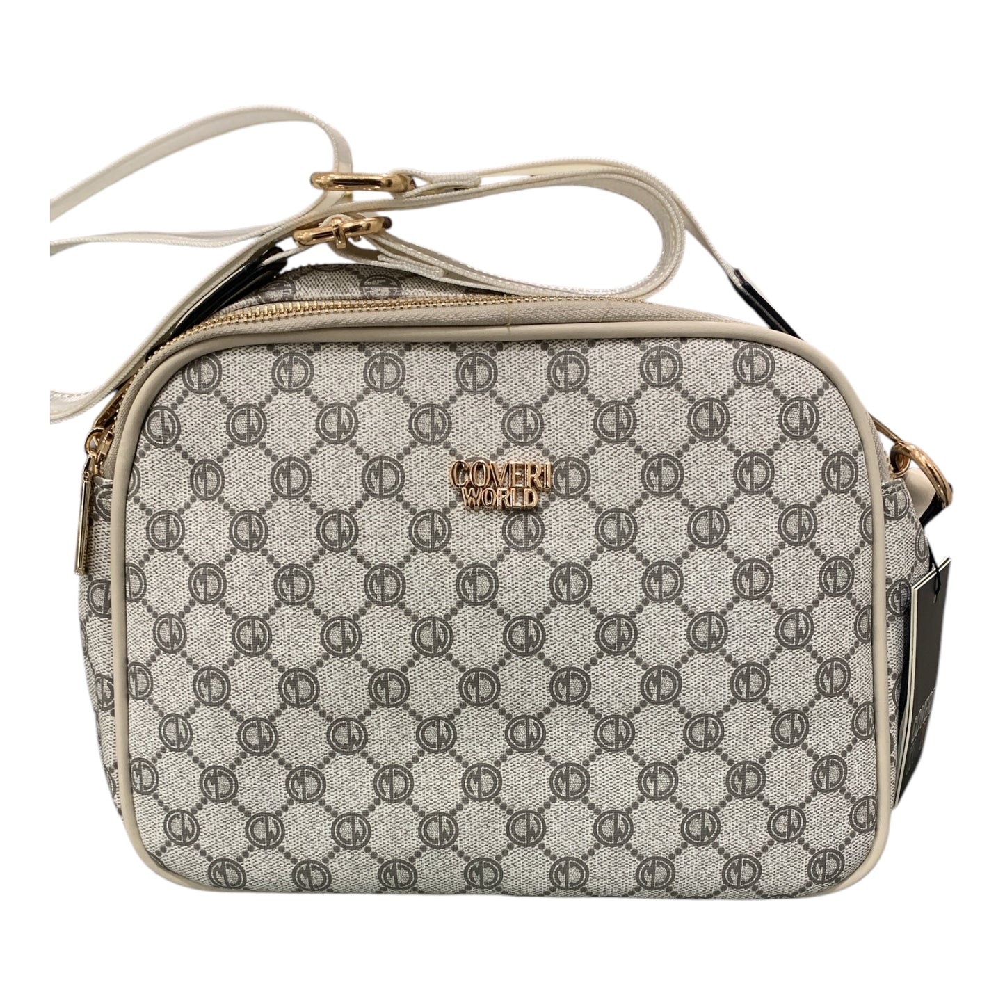 Borsa donna ENRICO Coveri World tracolla doppia zip logo beige con tracolla