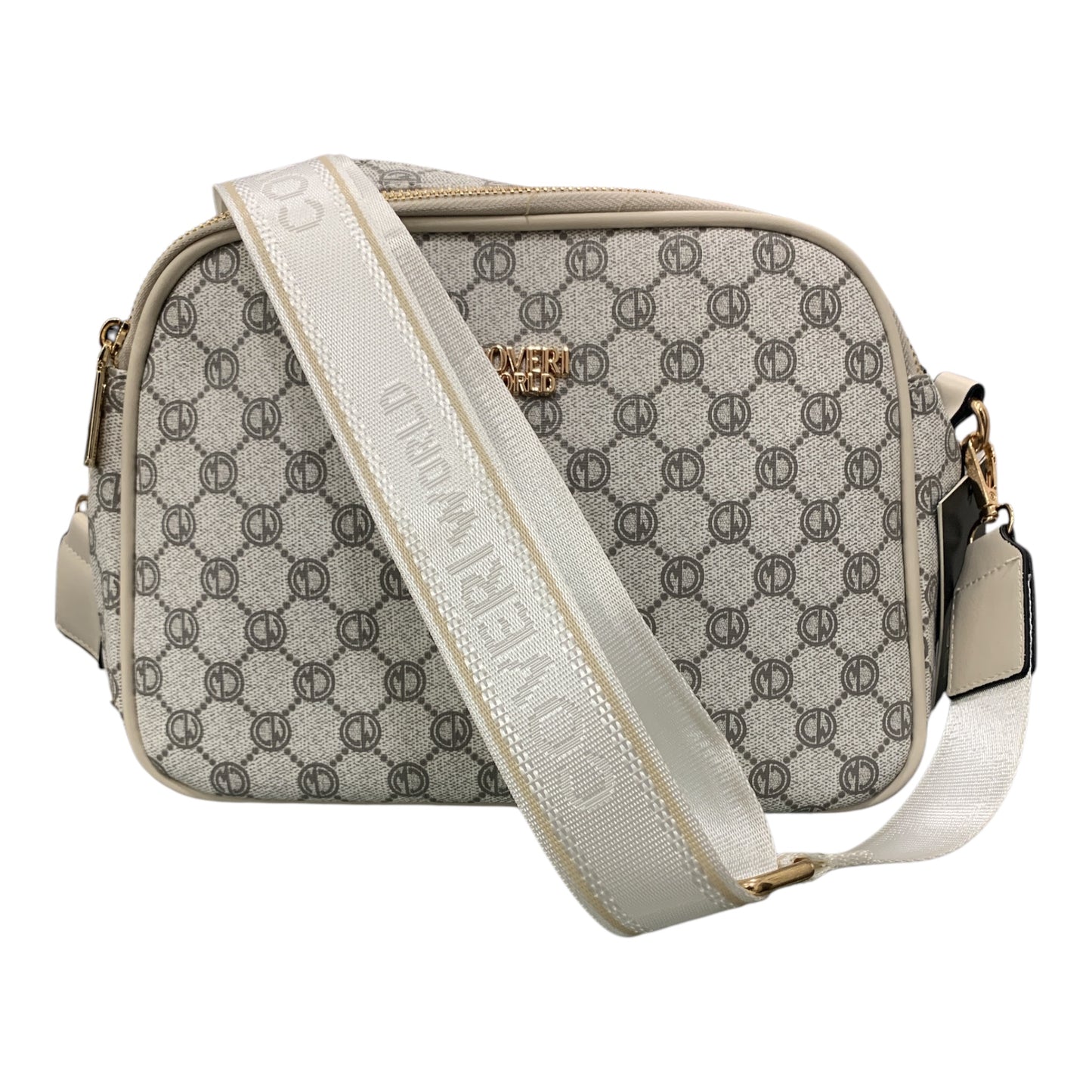 Borsa donna ENRICO Coveri World tracolla doppia zip logo beige con tracolla