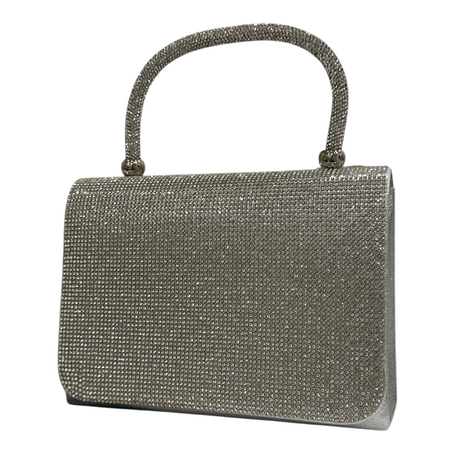 Borsetta elegante donna argento con strass clutch cerimonia festa 20x14x6