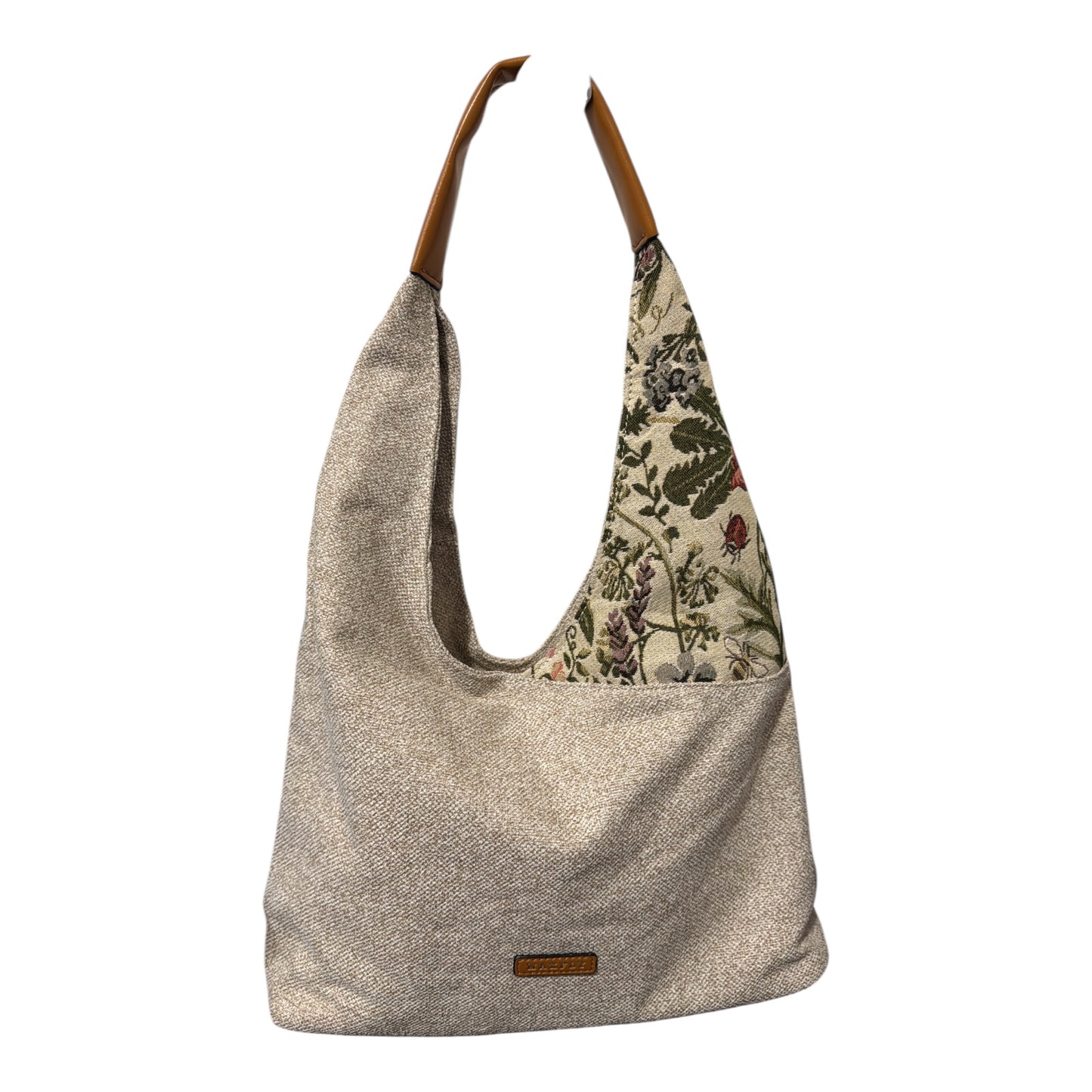 Borsa donna spalla tessuto floreale e manico similpelle marrone – stile boho chic