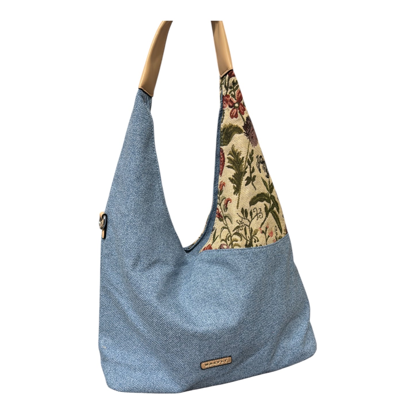 Borsa donna spalla tessuto floreale e manico similpelle marrone – stile boho chic
