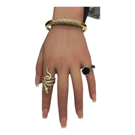 Bracciale Donna Rigido in Acciaio con Pavé di Zirconi – Variante Oro o Argento – Elegante