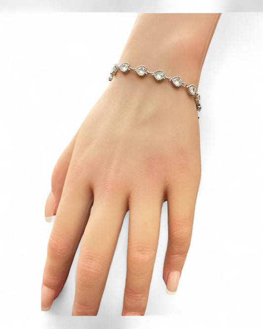 Bracciale donna elegante zirconi bianchi/multicolor placcato argento moda