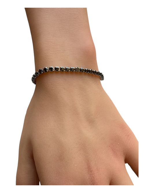 Bracciale tennis donna zirconi colorati 3mm, chiusura sicura 18 cm