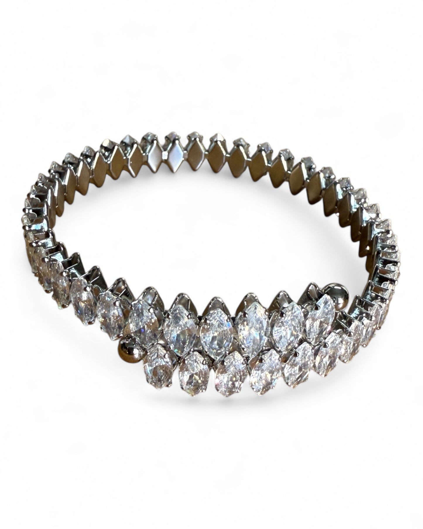 Bracciale tennis donna acciaio inox con zirconi taglio marquise eleganti