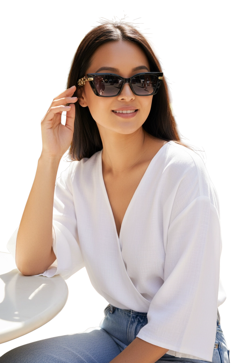 Occhiali da Sole Donna Maxair Neri UV400 Stile Cat Eye Eleganti