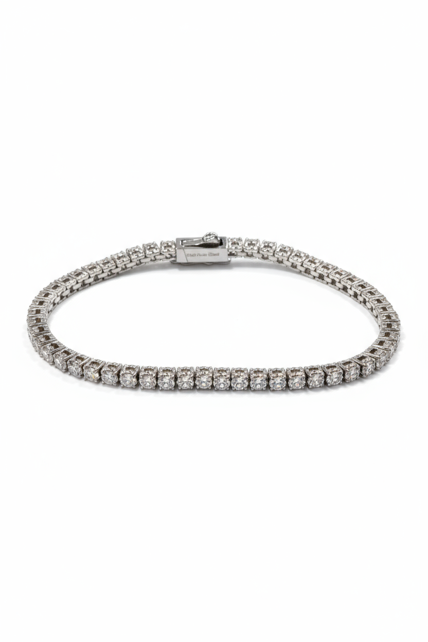 Bracciale Tennis in Acciaio e Cristalli Bianchi per Donna Chiusura a Cursore