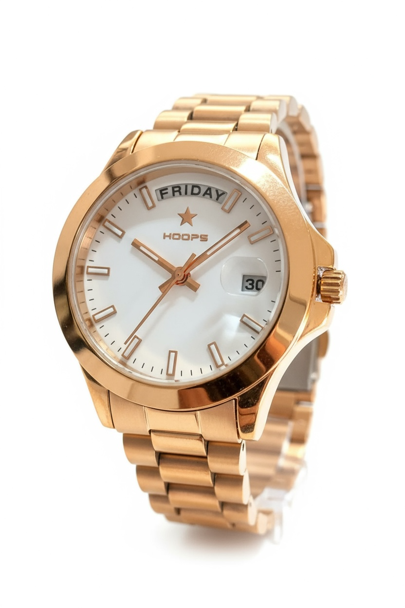 Hoops Orologio Al Quarzo In Acciaio Rosa Modello Day Date Donna