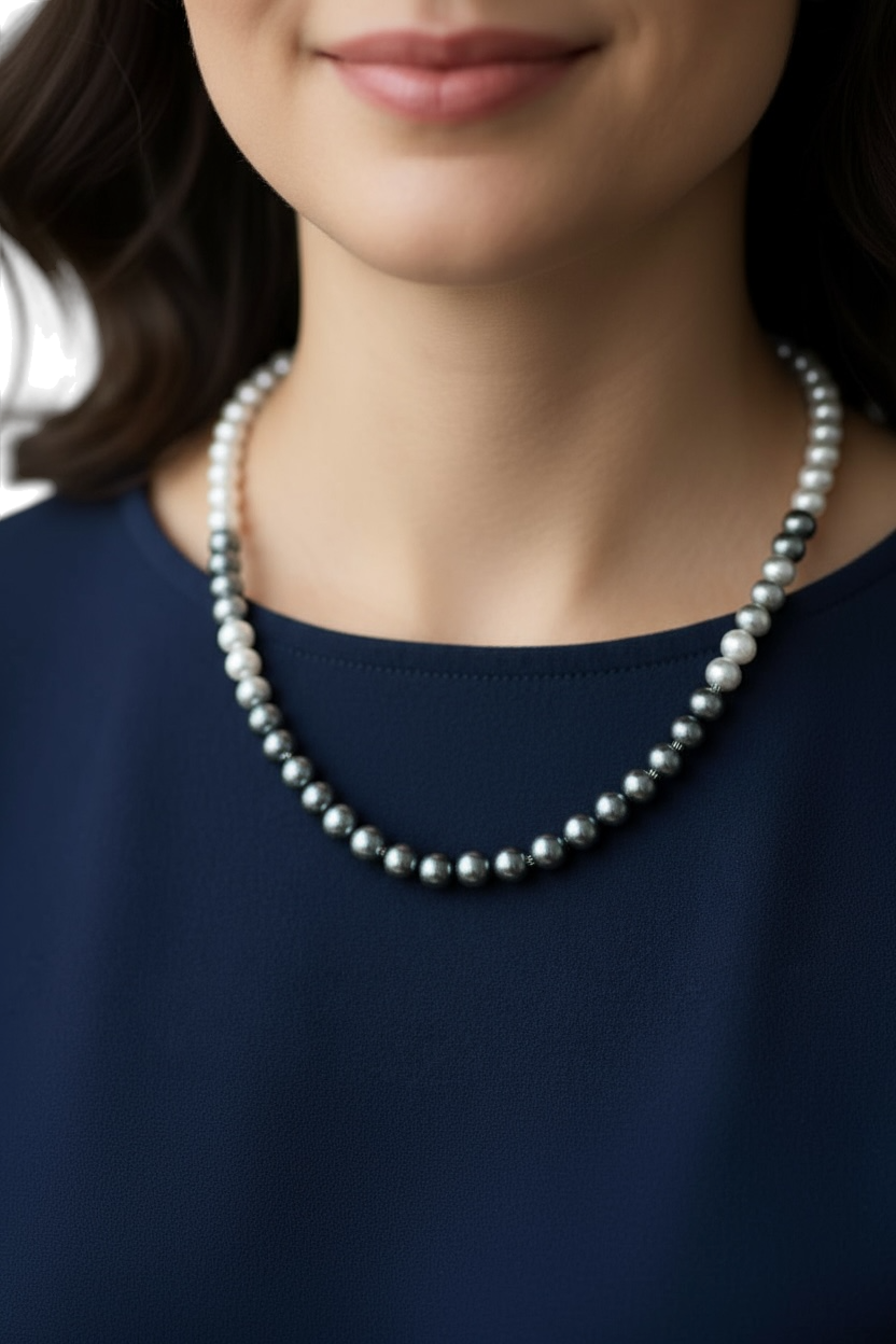 Collana Donna Con Perle in Vetro e Chiusura in Acciaio - Eleganza Contemporanea