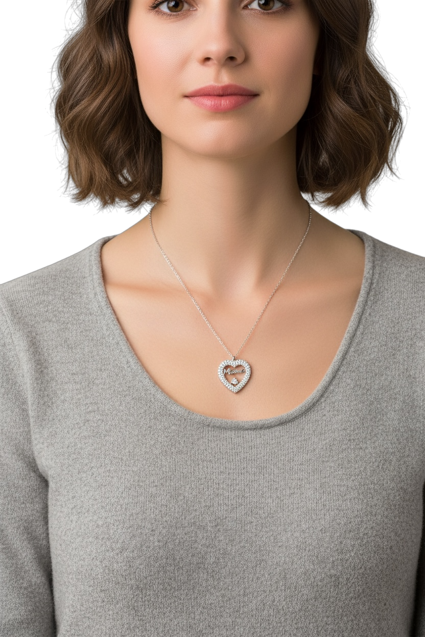 Collana Acciaio Inox Donna - Pendente Zirconi Elegante