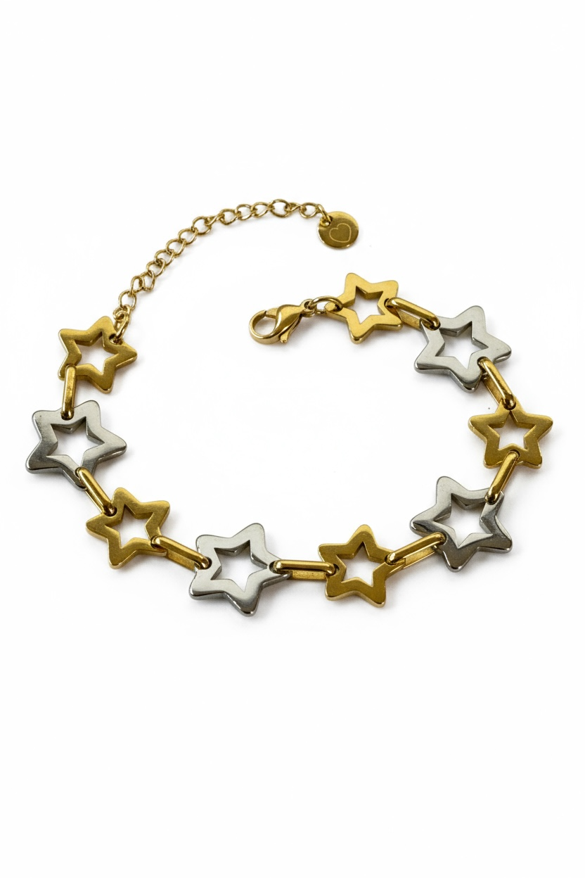 Bracciale Donna Stelle Acciaio Inox - Oro e Bicolore
