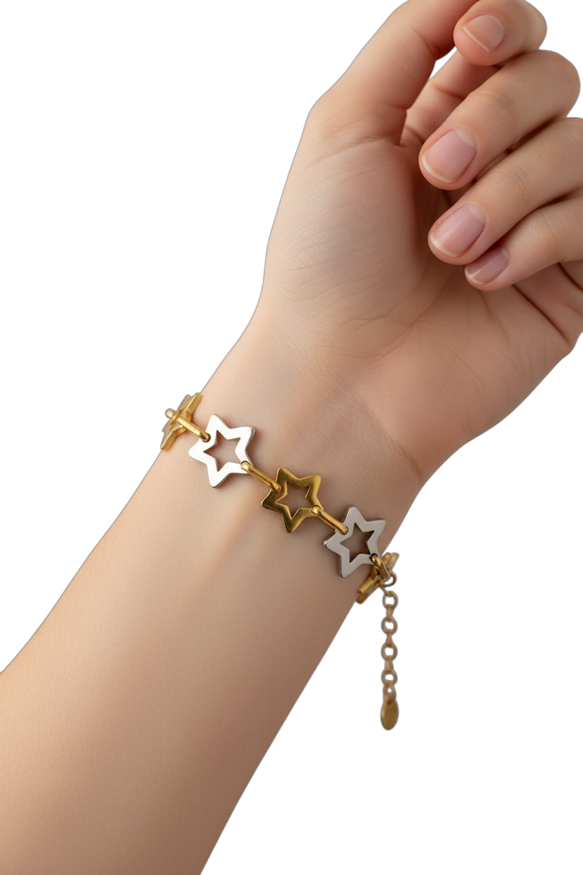 Bracciale Donna Stelle Acciaio Inox - Oro e Bicolore
