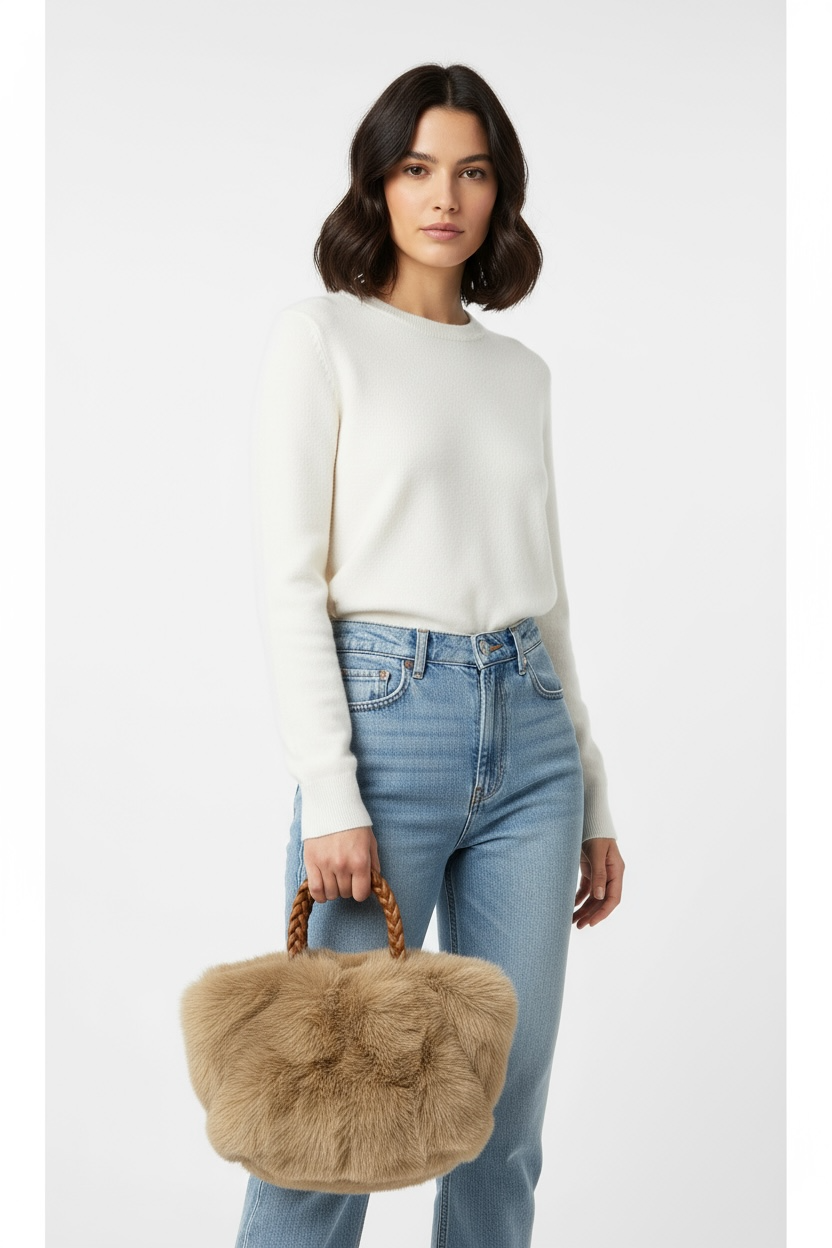 Nuovo Maxfly Borsa Donna Marrone Manici Intrecciati Tracolla 28x18x13 Elegante