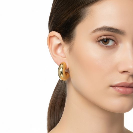 NUOVO Orecchini Donna Gold Design Curvo Chunky Eleganti Fashion Gioielli