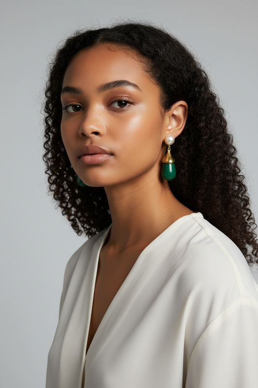 Orecchini Donna Shelly Acciaio Inox Resina Verde Pendenti