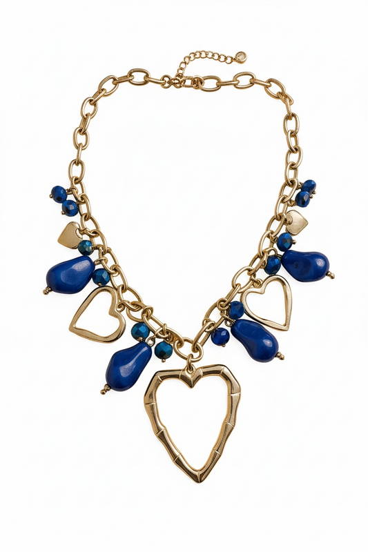 Set Collana Bracciale Donna Shelly Acciaio Resina Blu Coordinato